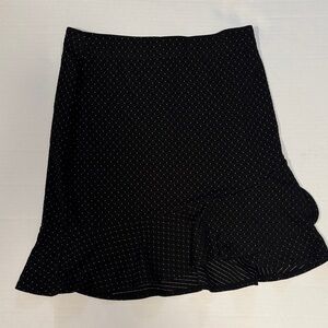 Max Studio Black Asymmetrical Skirt with White Dots